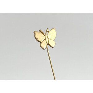 Butterfly Figural Carved Vintage Gold Colored Stick Pin | Hat Pin | Lapel Pin